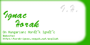 ignac horak business card